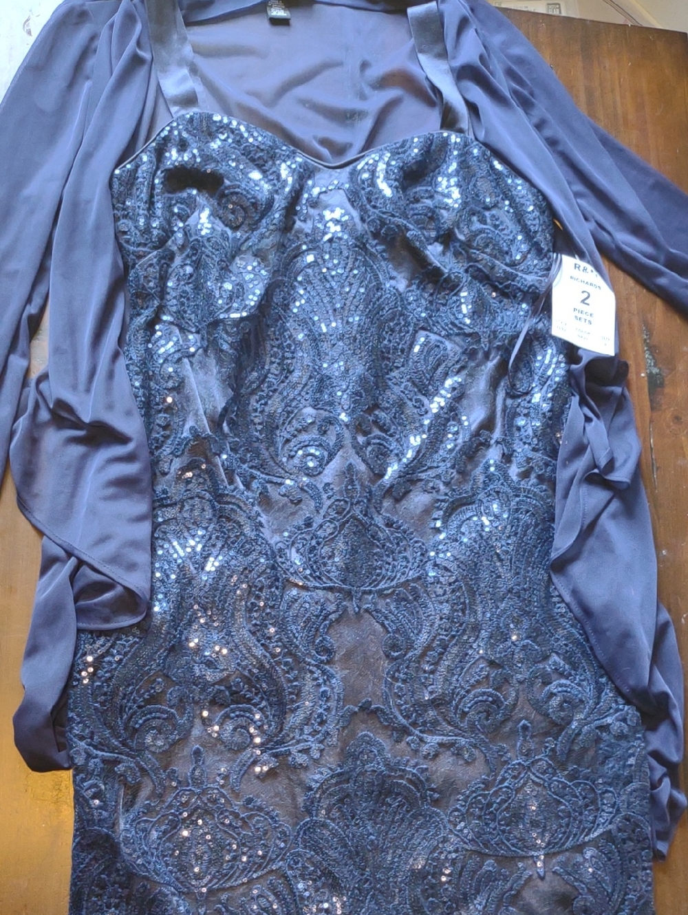 Navy Sequin Strapless Lace Cocktail Dress